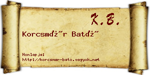 Korcsmár Bató névjegykártya